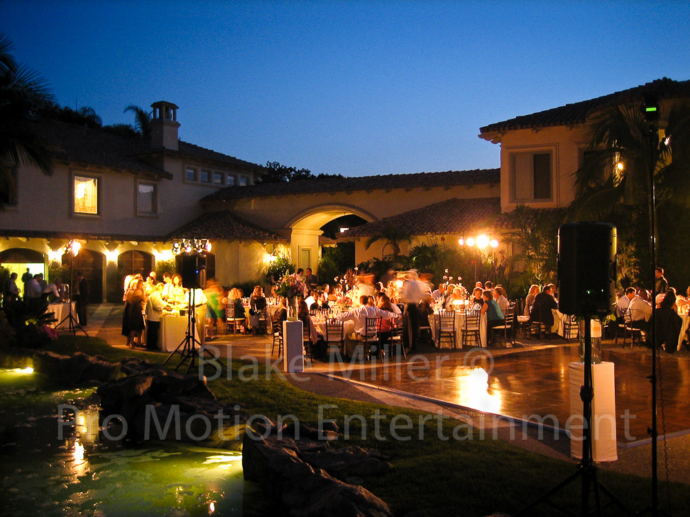 Wash Lighting used for outdoor wedding at private residence in Rancho Santa
